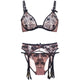 Sexy Bra Brief Sets Push up Transparent Lace Bra + Panties + Garters