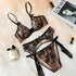 Sexy Bra Brief Sets Push up Transparent Lace Bra + Panties + Garters