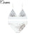 CINOON Women sexy underwear bra embroidery lingerie set thin lace bra transparent ultra-thin temptation push up bra set