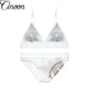 CINOON Women sexy underwear bra embroidery lingerie set thin lace bra transparent ultra-thin temptation push up bra set