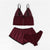 COLROVIE Army Green Sexy Floral Lace Cami Lingerie Set Burgundy Women Bra And Brief Sets Wireless Sexy Underwear Bra Set