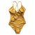 Yellow Solid One-piece Swimsuit Swimwear