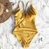 Yellow Solid One-piece Swimsuit Swimwear