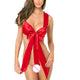 Valentines Day Sexy Lingerie Bow Suit Erotic Underwear Red Transparent