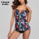 Tankini Set Women Swimsuits Retro Floral Print Swimwear