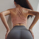 Solid Padded Workout Sports Bra Anti-sweat Nylon Gym Crop Tops
