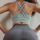 Solid Padded Workout Sports Bra Anti-sweat Nylon Gym Crop Tops