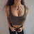 Solid Padded Workout Sports Bra Anti-sweat Nylon Gym Crop Tops