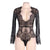 Bodysuit Long Lace Sleeve Plus Size Transparent Lace Bodysuit