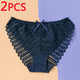 DERUILADY 2PCS Sexy Perspective Lace Panties Women Comfortable Cotton Bottom Panties Ladies Lingerie Low Rise Seamless Underwear