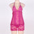 Valentine's Day Plus Size Crotch Back Lace Mesh Halter Babydoll