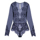 Bodysuit Long Lace Sleeve Plus Size Transparent Lace Bodysuit