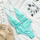 Halter neon bikini deep v-neck bathing suit women monokini String sexy swimsuit one piece bodysuits High cut swimwear women 2019