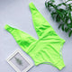 Halter neon bikini deep v-neck bathing suit women monokini String sexy swimsuit one piece bodysuits High cut swimwear women 2019