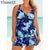 High Cut Swimdress Plus Size Tankini Swimsuits Floral Print
