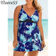 High Cut Swimdress Plus Size Tankini Swimsuits Floral Print