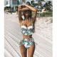 High Waist Swimwear 2019 New Leaf Print Bikinis Women Swimsuit Vintage Retro Bathing Suit Halter Biquini Maillot de bain femme