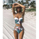 High Waist Swimwear Women Swimsuit 2018 Bikini Bandage Bikinis Set Padded Bathing Suit New Leaf Print Biquini Maillot de bain