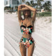 High Waist Swimwear Women Swimsuit 2018 Bikini Bandage Bikinis Set Padded Bathing Suit New Leaf Print Biquini Maillot de bain