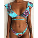 Hot Sale Off The Shoulder Print Ruffled Bikini Mujer 2018 New Sexy Swimwear Women Swimsuit Brazilian Bikini Set Thong Biquinis