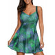 New Plus Size Two Piece Swimsuit Retro print Swim Dress