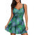 New Plus Size Two Piece Swimsuit Retro print Swim Dress