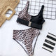 In-X Sexy Leopard one piece swimsuit One shoulder bikini 2019 High cut swimwear women monokini Padded bathing suit New bodysuit