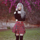 A Line Skirts Zipper Pleated Plaid School  Mini Skirt Strap