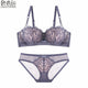 Sexy Lace Embroidery Underwear Set 1/2 Cup Bra Brief Sets
