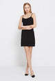 Black White Underdress Solid Intimates Spaghetti Vest Dress