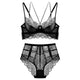 Lace ultrathin brassiere and waist-high panties push up beauty back pack women sexy underwear lingerie bra set transparent