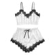 Lingerie Sexy Bra Set Women's Sleepwear Sleeveless Strap Lace Trim Satin Cami Tops Pajama Sets Bras Women Brief Sets 661BRS10