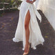 Chiffon Skirt Women Split Boho Long Maxi Bow Tie Waist Tulle