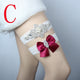 Original Design Riibon Bow Crystal Applique Sexy Lace Wedding Garter Set