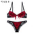 Fashion Red Push Up Bra Panties Sets