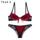 Fashion Red Push Up Bra Panties Sets