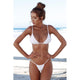 Solid Bikini Set Push-up Unpadded Bra Swimsuit Swimwear