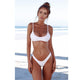 Solid Bikini Set Push-up Unpadded Bra Swimsuit Swimwear