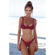 Solid Bikini Set Push-up Unpadded Bra Swimsuit Swimwear