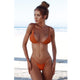 Solid Bikini Set Push-up Unpadded Bra Swimsuit Swimwear