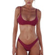 Solid Bikini Set Push-up Unpadded Bra Swimsuit Swimwear