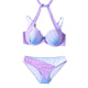 Push Up Two-Piece Suit Swimwear Gradient Color Beachwear