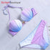 Push Up Two-Piece Suit Swimwear Gradient Color Beachwear