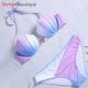 Push Up Two-Piece Suit Swimwear Gradient Color Beachwear
