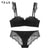 New Fashion Green Brassiere Deep V Push Up Bra Set Thick Cotton A B C Cup Women Bras Lingerie Set Lace Sexy Underwear Black