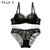 Cotton Deep V Black Lace Bra and Panty Sets