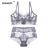 New Ultra Thin Cup Lingerie Bra Set Underwear Transparent Temptation Sexy Underwear Set For Women High Waist Bra & Brief Set