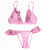 New Women Ruffled Solid Color Split Swimsuit