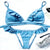 New Women Ruffled Solid Color Split Swimsuit