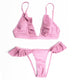 New Women Ruffled Solid Color Split Swimsuit